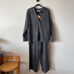 Gray Knit Cardigan and Pants Set Zara